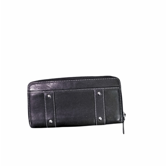 COACH black Leather Wallet with Silver Accents - Picture 2 of 7